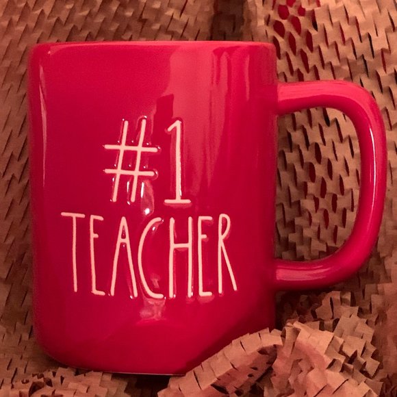 Rae Dunn #1 Teacher Mug - NEW Artesian Collection - Mug Cup Red Glossy Coffee - Picture 8 of 12